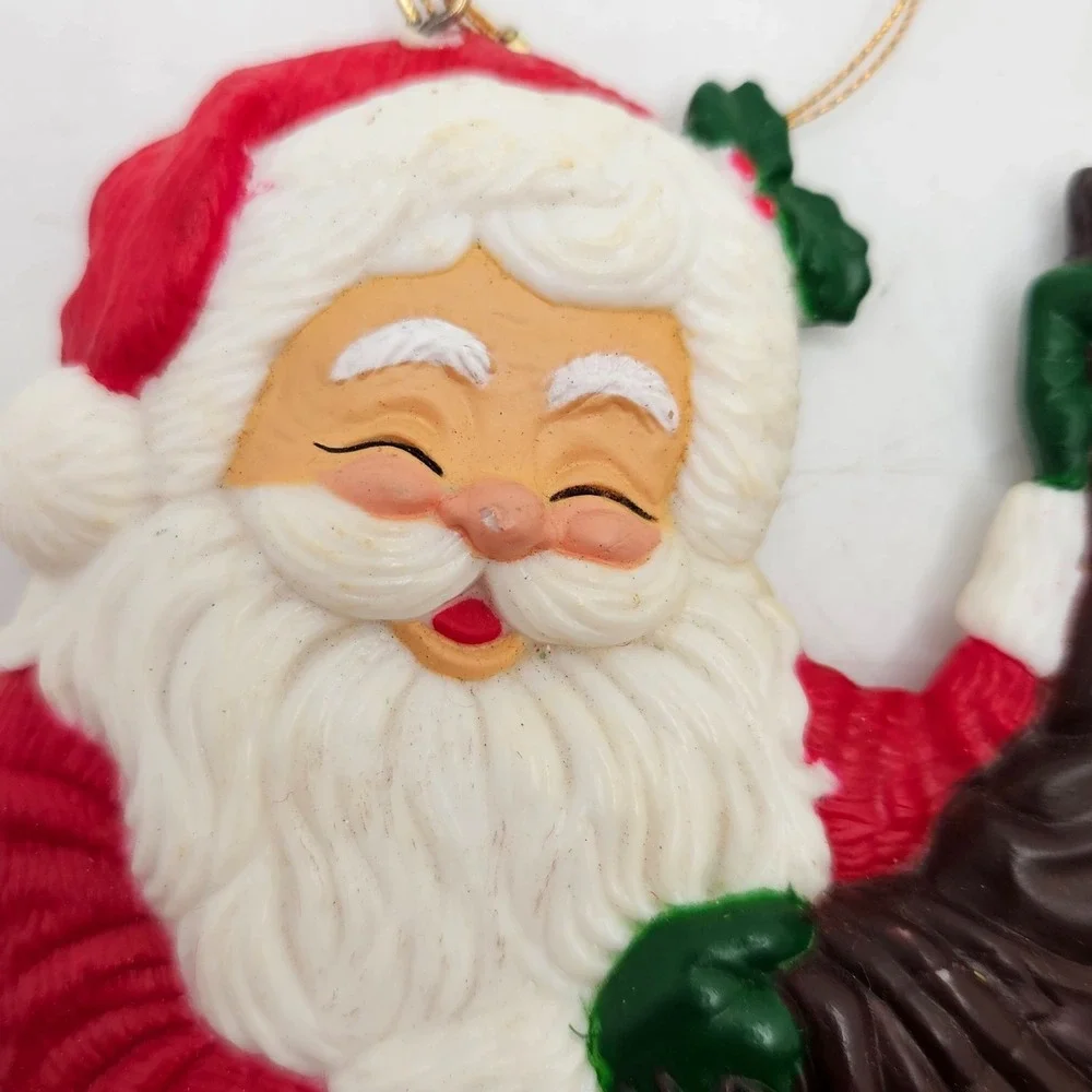 Vintage‎ Santa Claus Christmas Ornament Toy Bag Resin Plastic Holiday Tree Decor